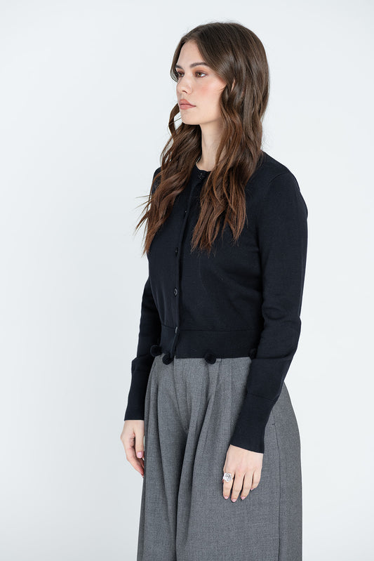 Pom Hem Knit Cardigan