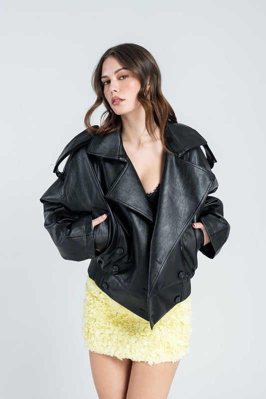 Arden Oversized Faux-Leather Jacket