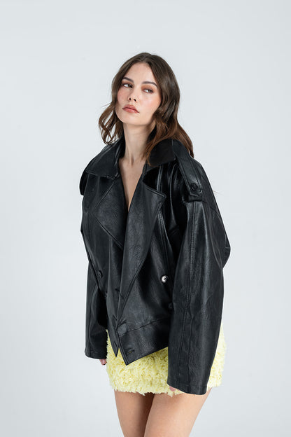 Arden Oversized Faux-Leather Jacket