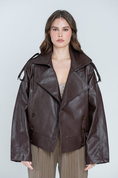 Arden Oversized Faux-Leather Jacket