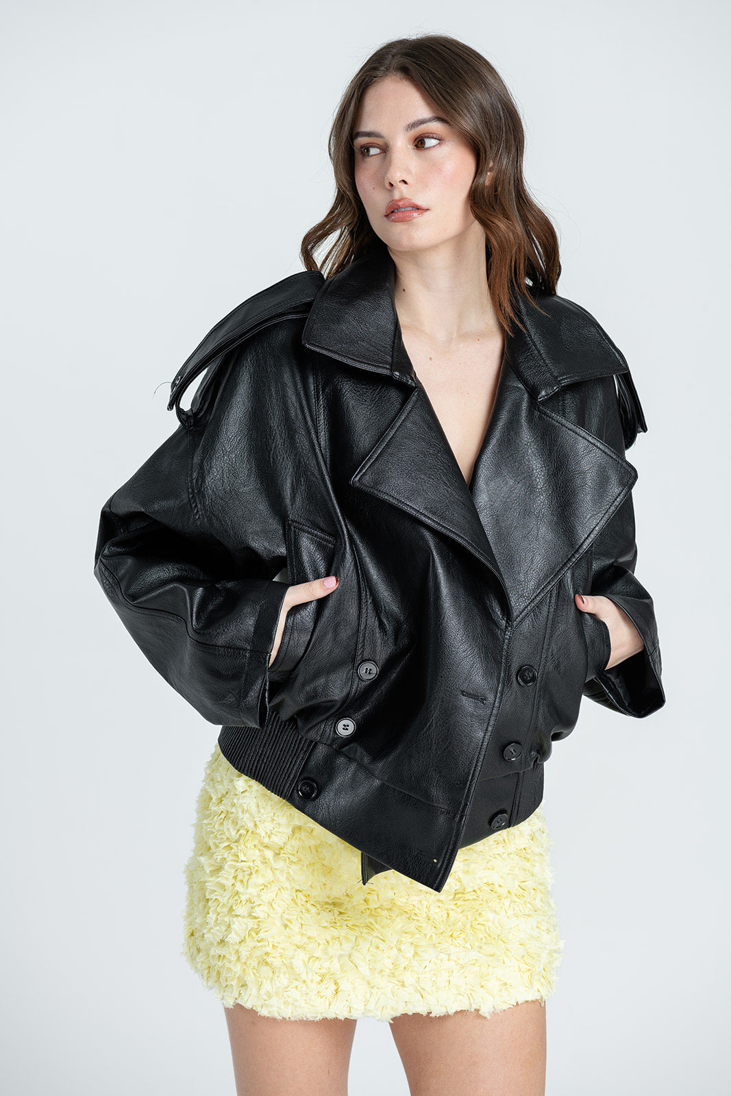 Arden Oversized Faux-Leather Jacket