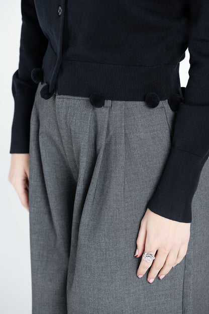 Pom Hem Knit Cardigan