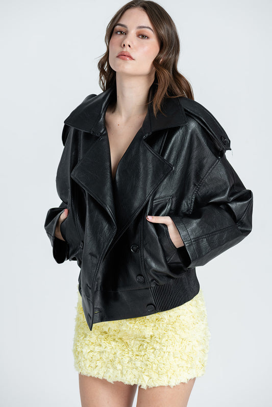 Arden Oversized Faux-Leather Jacket