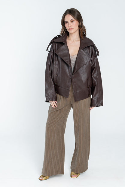 Arden Oversized Faux-Leather Jacket