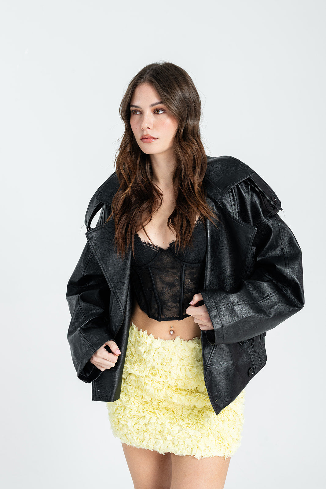 Arden Oversized Faux-Leather Jacket