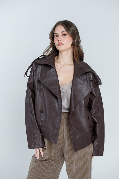 Arden Oversized Faux-Leather Jacket