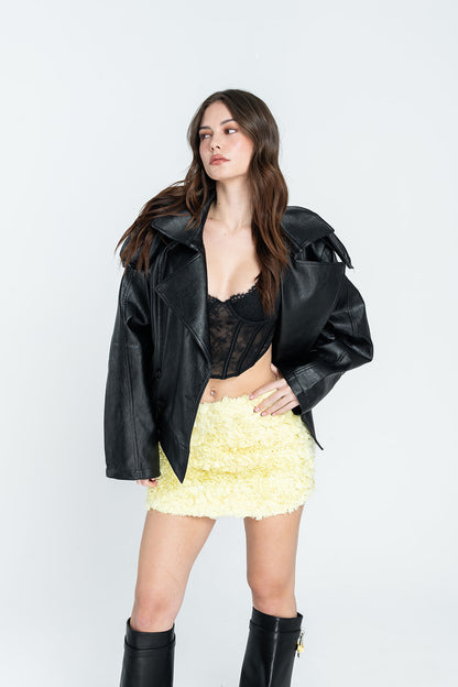 Arden Oversized Faux-Leather Jacket