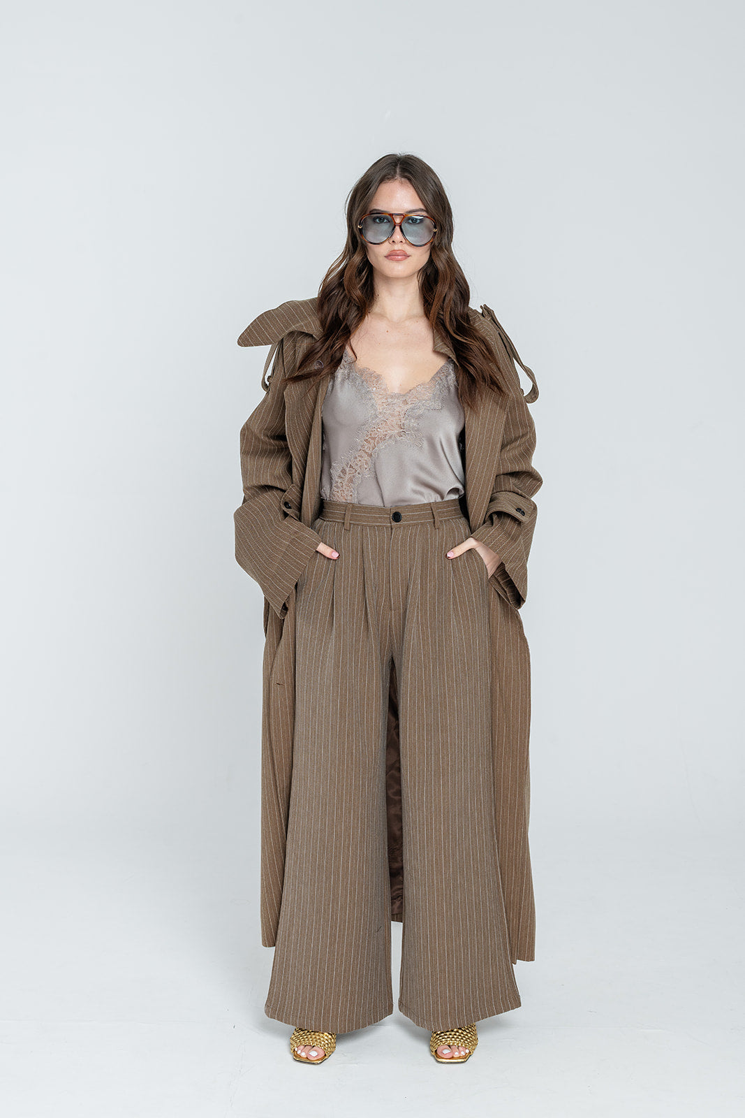 Pinstripe Trench Pants